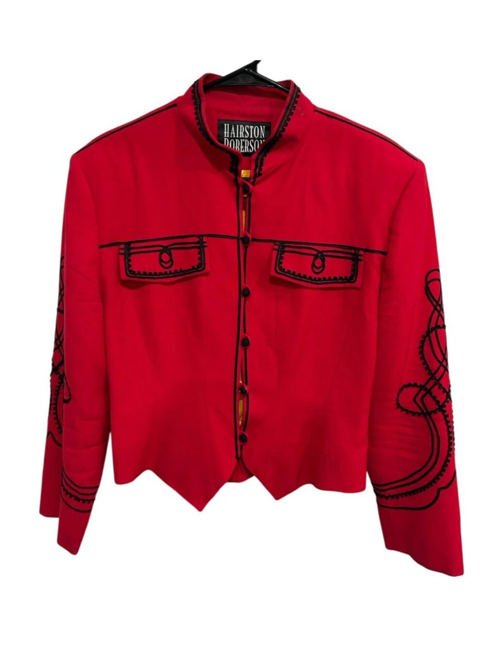 Hairston Roberson Red Western Embroidered Jacket Mandarin Collar Bolero Vintage